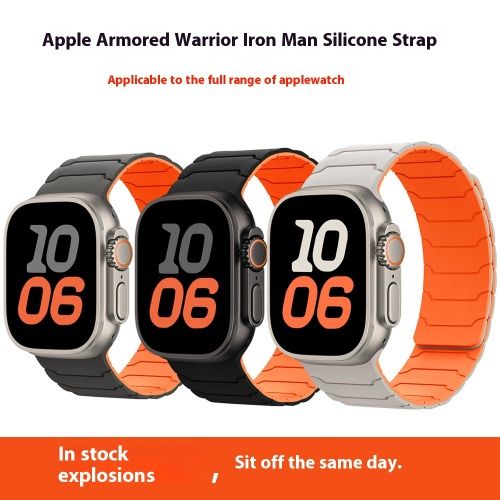 For Apple IwatchSE 8-10th Generation Ultra Silicone Magnetic Attraction Watch Band General 42-44-45-46 mm 38-40-42 mm in Stock