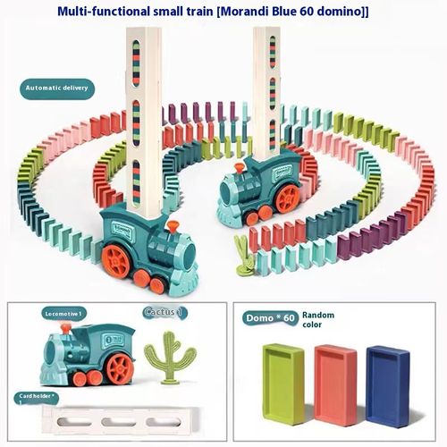 Zhiqu Unisex Train Automatic Domino Toy Set Educational Colored Dominoes for 2-4 5-7 Years Early Development Building Game