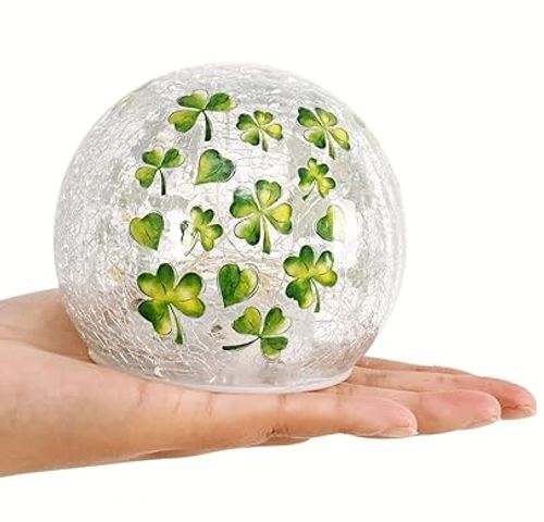 4 Inch Clover Cracked Sphere Glowing LED Night Light For Table Decorations