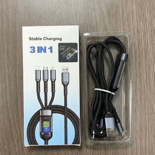 3-in-1 Multi Charging Cable, 20 Pieces Minimum Order, USB Charger Cord for Lightning Type C Micro USB Phones