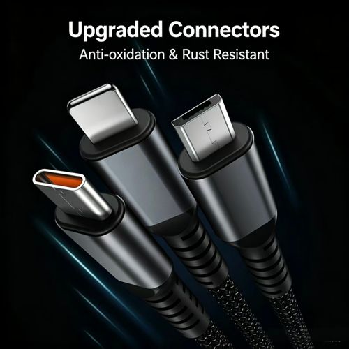 3-in-1 Multi Charging Cable, 20 Pieces Minimum Order, USB Charger Cord for Lightning Type C Micro USB Phones