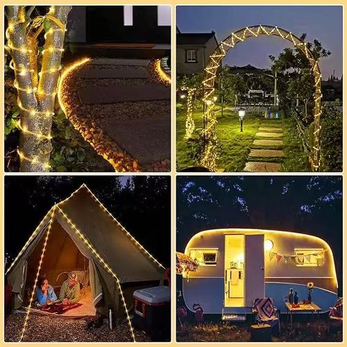 Solar LED Tube String Lights, Outdoor Waterproof, Rainbow Tube, Yard Decor String Lights, Colorful LED Ambience Fairy Lights