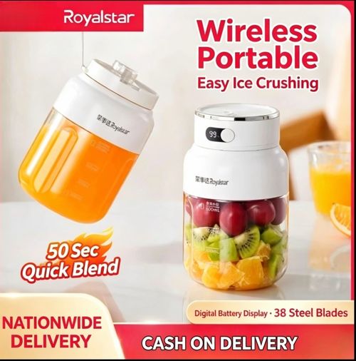 Royalstar Portable USB Rechargeable Juicer Cup, Mini Electric Fruit Blender, Long Battery Life Smoothie Mixer for Home Travel Outdoor
