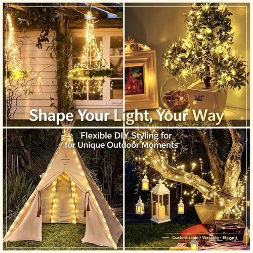 Solar Warm‑White Copper Wire Fairy Lights, Waterproof LED String Light for Home Garden & Power Failure Emergency. (Better savings for 2‑pcs bundle)
