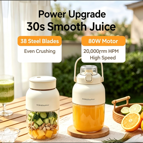 Royalstar Portable USB Rechargeable Juicer Cup, Mini Electric Fruit Blender, Long Battery Life Smoothie Mixer for Home Travel Outdoor