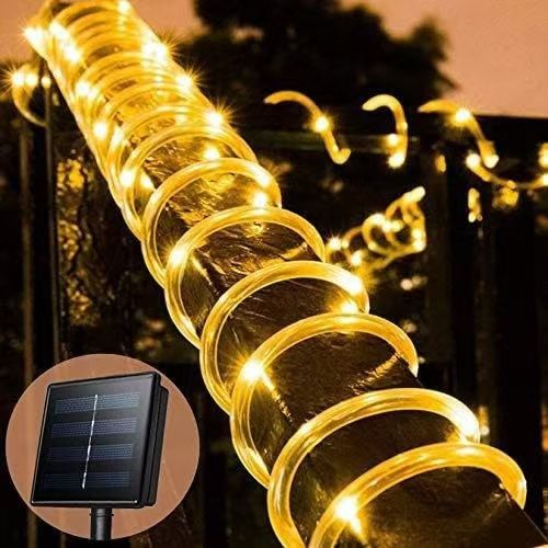 Solar LED Tube String Lights, Outdoor Waterproof, Rainbow Tube, Yard Decor String Lights, Colorful LED Ambience Fairy Lights