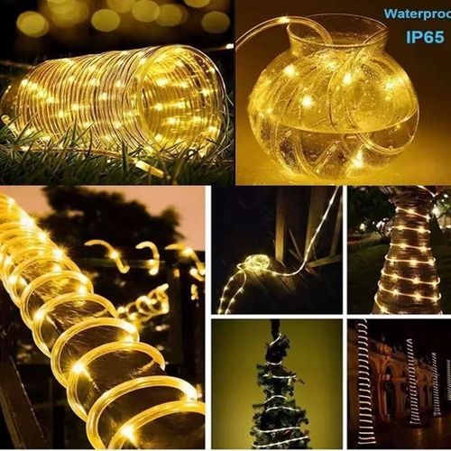 Solar LED Tube String Lights, Outdoor Waterproof, Rainbow Tube, Yard Decor String Lights, Colorful LED Ambience Fairy Lights