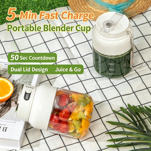Royalstar Portable USB Rechargeable Juicer Cup, Mini Electric Fruit Blender, Long Battery Life Smoothie Mixer for Home Travel Outdoor