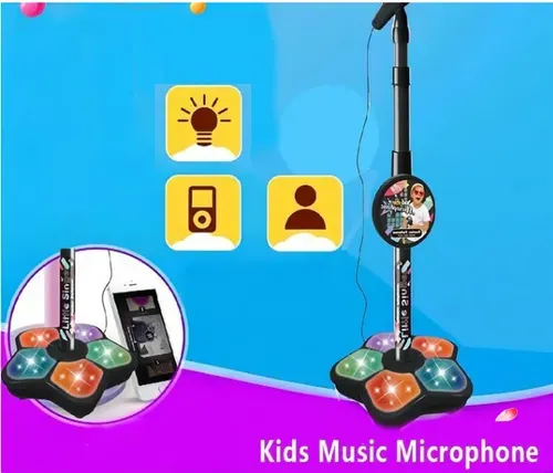 Karaoke Machine Toy with Lights Kids Microphone with Stand, Karaoke Song Instrument Toy, Educational Training Toy