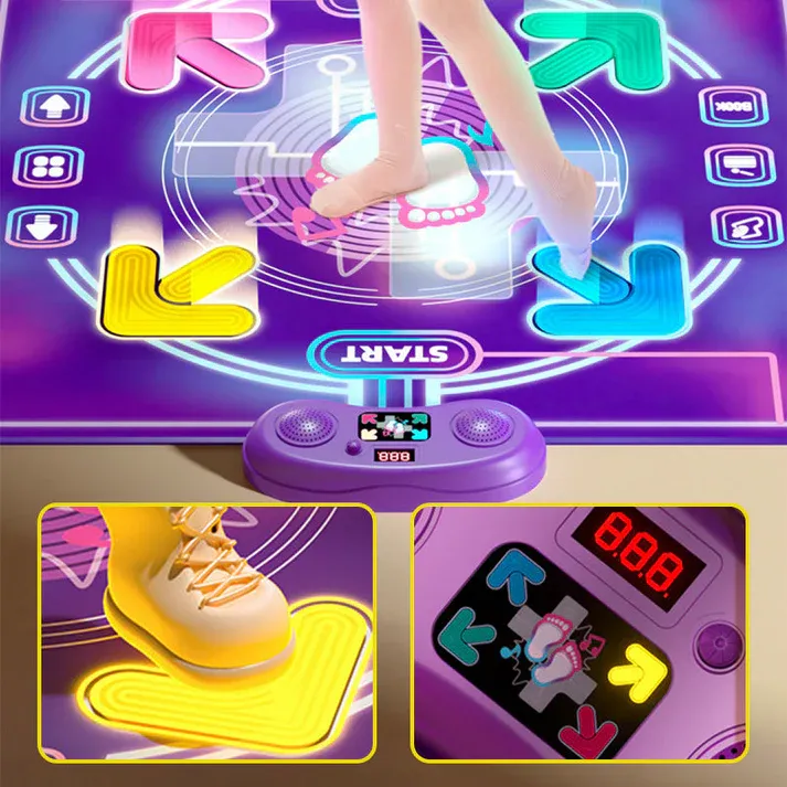 Bluetooth Music & Light Interactive Dance Mat - LED Color Changing with 3 Modes for Kids & Family Parties 🎵🌈