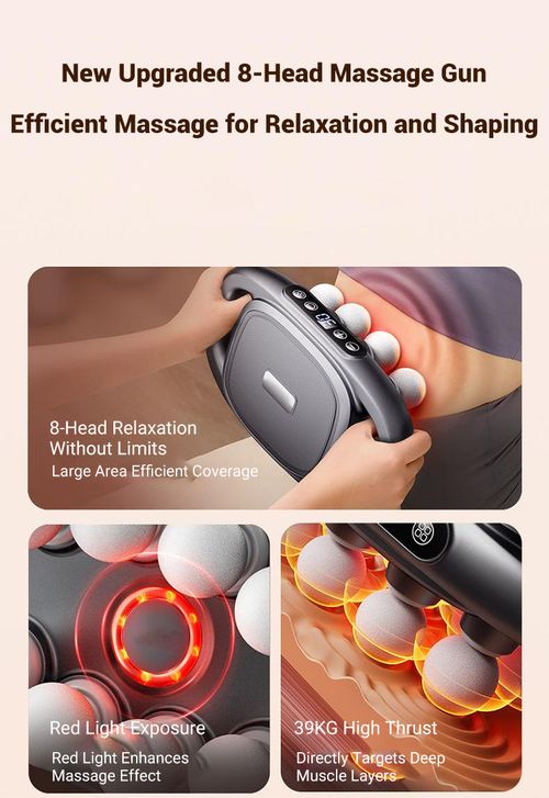16-Drive 8-Head Massage Gun Device Deep Tissue Percussion Therapy for Muscle Pain Relief