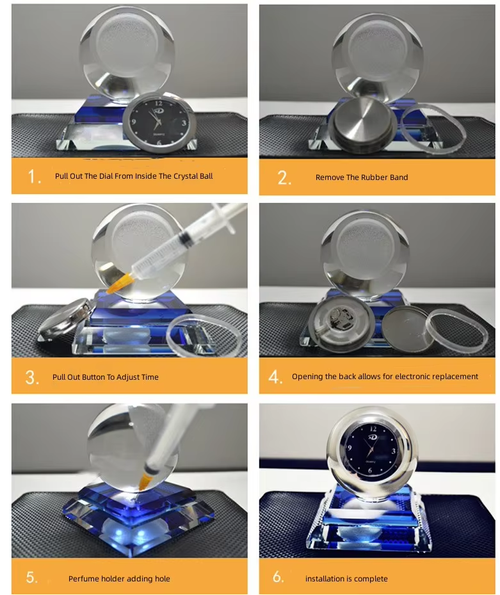 Crystal Ball Clock Car Interior Decoration Crystal Ball Clock Car Votive Perfume Holder