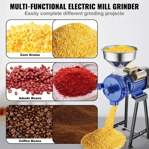 Electric Grain Mill Grinder 3000W Spice GrindersCommercial Corn Mill with FunnelThickness Adjustable Powder MachineHeavy Duty Feed Flour Cereal Mill Wheat GrindersDry Grinder