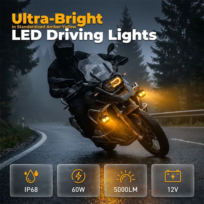 🔥 Dual Color LED Motorcycle Light – Bright Night Riding Safety Lamp 🏍️
