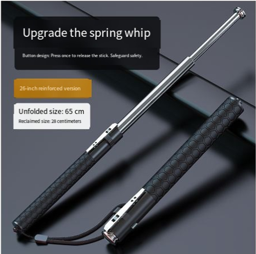 Automatic Spring Expandable Baton – Self-Defense Weapon, Legal Car-Carry Solid Steel Telescopic Stick (3-Section)