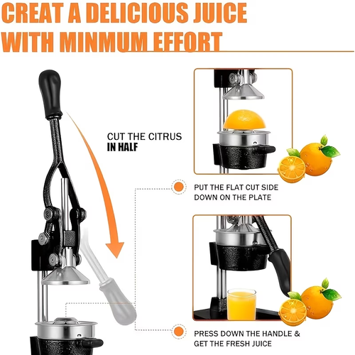 Heavy-Duty Cast Iron Manual Juicer – Powerful Hand Press Juice Extractor