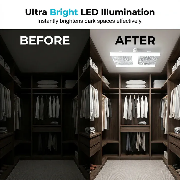2-in-1 LED Ceiling Fan Light – Dual Cooling, Ultra Bright, Tool-Free Install 🌀