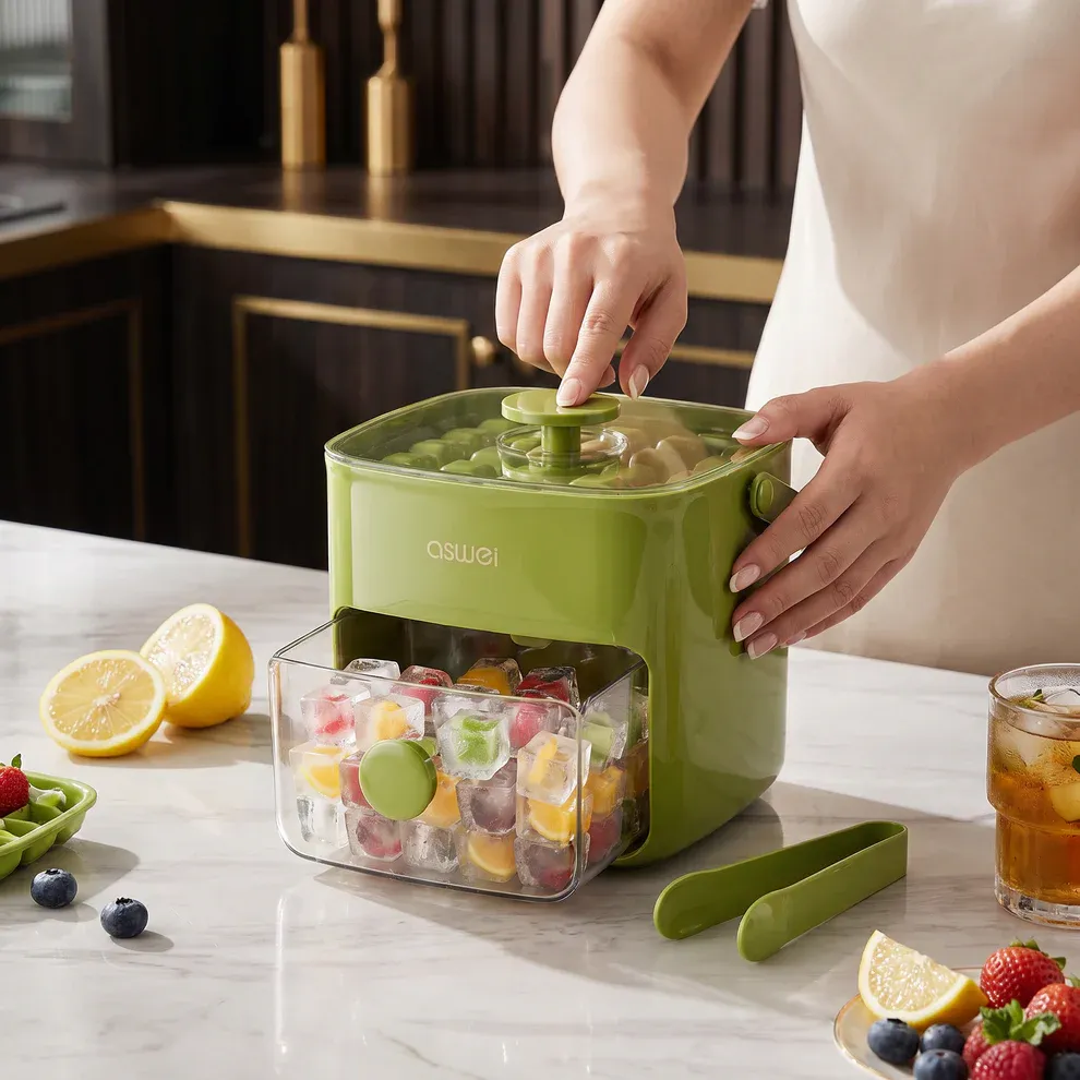 2-in-1 Ice Cube Maker with Storage Box – 48 Ice Cubes, Dual Design