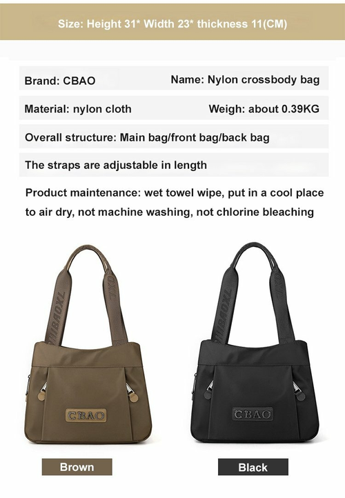 Nylon Crossbody Bag - Black