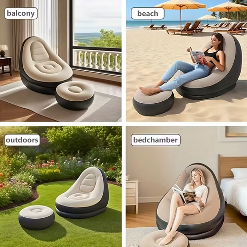 Comfortable sofa with footstool