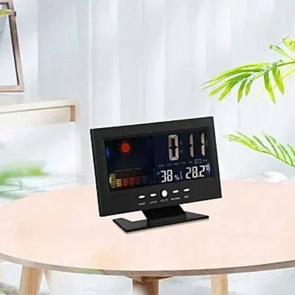 🔥Digital LED Temperature Humidity Monitor Weather Forecast LED Table Alarm Clock