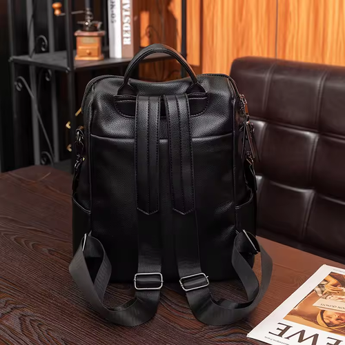 2024 new Korean retro large capacity soft leather texture leisure outdoor travel backpack women's bag