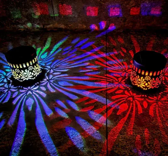 💥Solar Mandala Wall Light Outdoor Garden Fence Projector Lamp Patio Ambient Decor