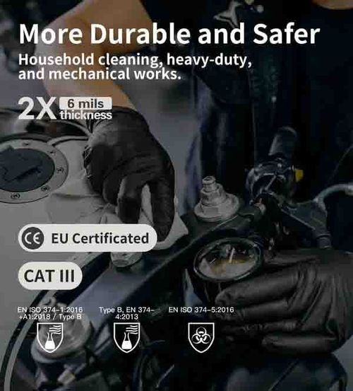 200PCS Black Nitrile Disposable Glove