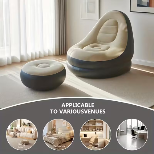 Comfortable sofa with footstool