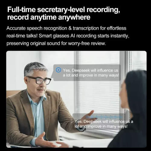 AI-powered smart translation glasses (transparent lenses + sunglasses lenses)