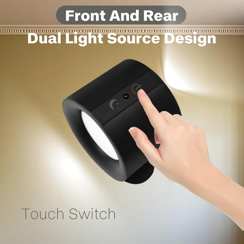 360° Rotatable Rechargeable Touch Wall Lamp with Double Sided Light Source