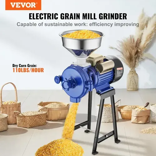 Electric Grain Mill Grinder 3000W Spice GrindersCommercial Corn Mill with FunnelThickness Adjustable Powder MachineHeavy Duty Feed Flour Cereal Mill Wheat GrindersDry Grinder