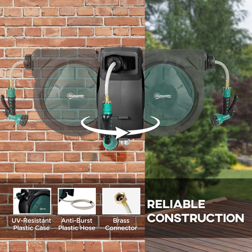 🔥 Retractable Garden Hose Reel – 100FT Auto-Rewind Water Hose with 9-Function Nozzle
