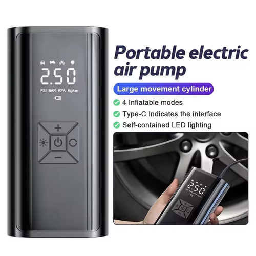 6000mah 3 functions -Portable air pump + power bank + emergency light