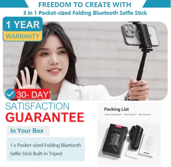 3-in-1 Mini Selfie Stick – Tripod, Stabilizer, Bluetooth in One!