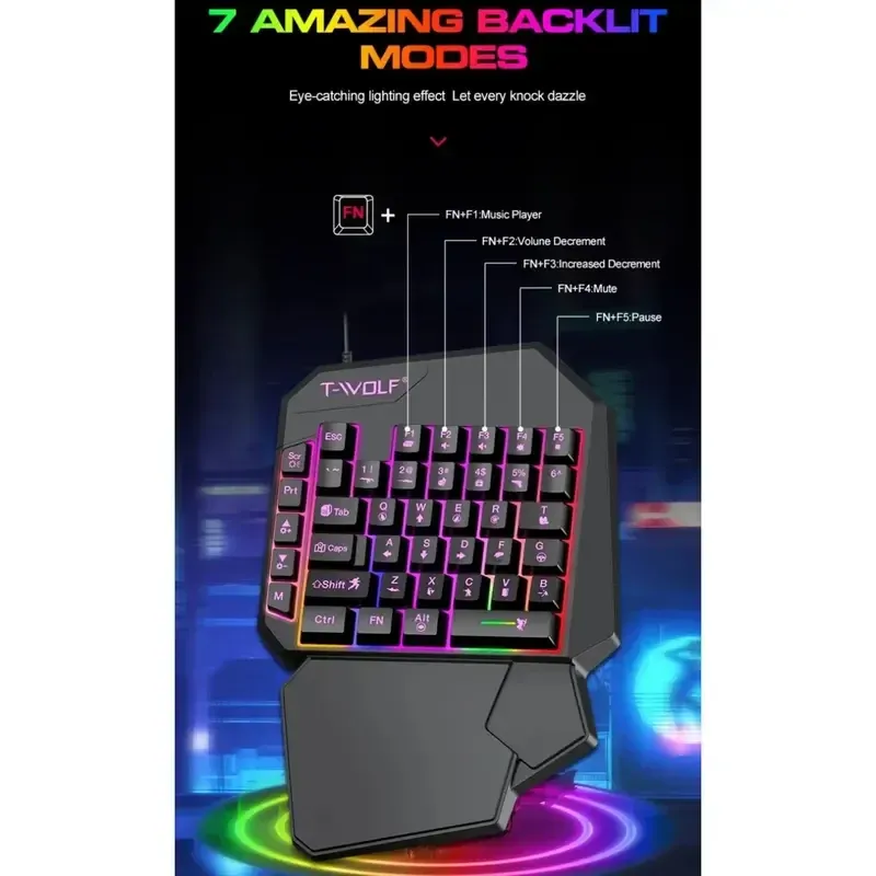 5-in-1 RGB Gaming Keyboard & Mouse Combo with Controller