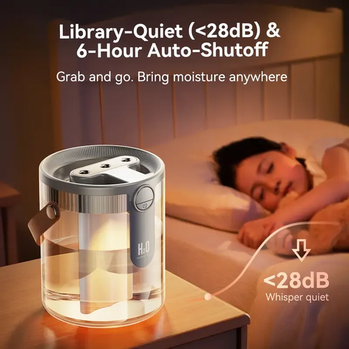 Smart Humidifiers, Rechargeable Top Fill Humidifier with Night Light