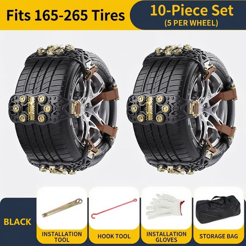 🚗 10PCS Universal Anti-Slip Tire Chains – Easy-Install Traction Chains for Mud, Sand & Off-Road Driving