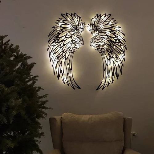 🔥 - 1 PAIR ANGEL WINGS METAL WALL ART WITH LED LIGHTS-🎁GIFT TO HER