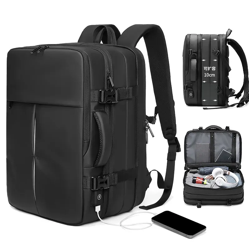 Men Large Capacity Backpack Business Travel Expandable Laptop Bag Casual Multifunctional Rucksack