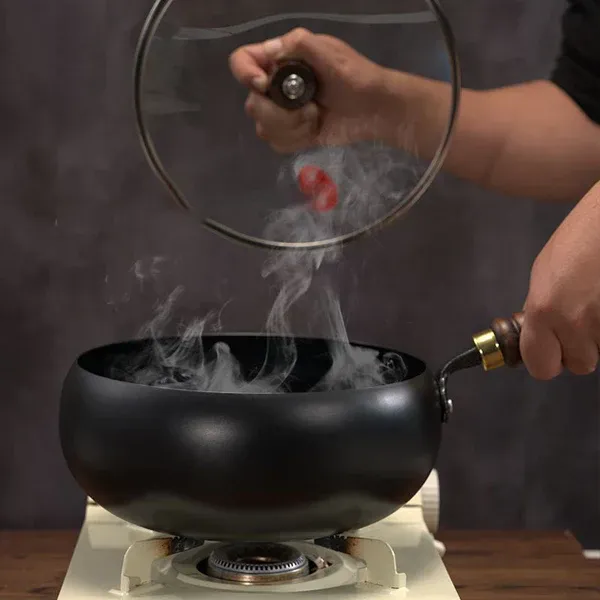 🔥 24cm large-diameter pot with nitrogen gas glass lid ⏳+