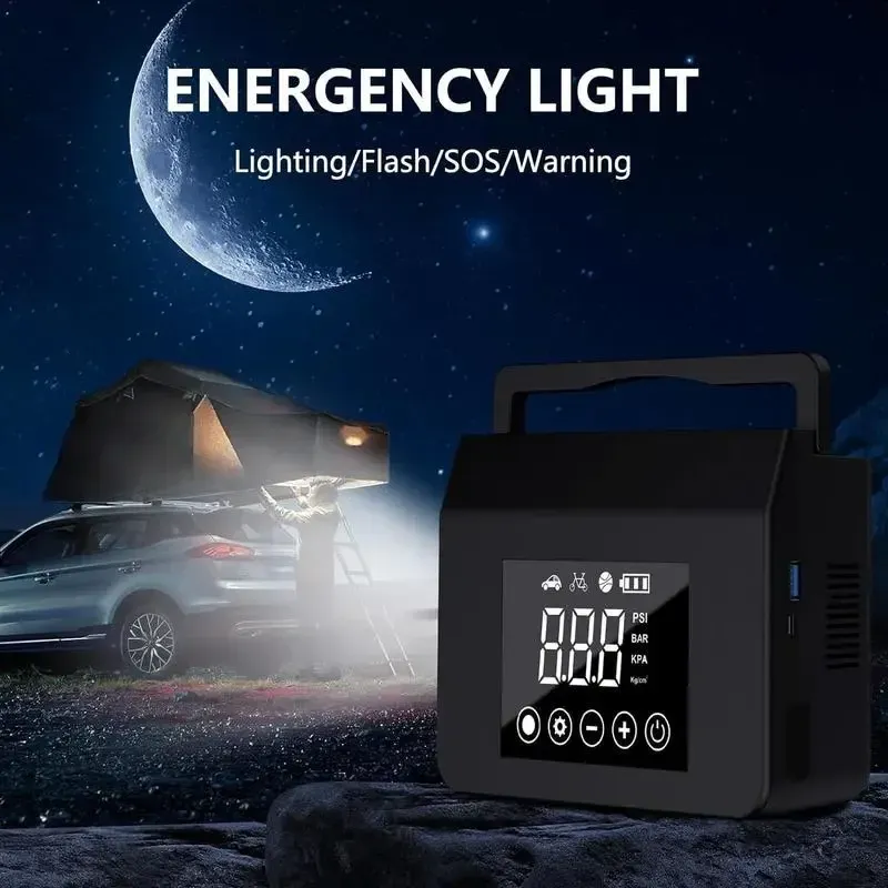 Hieha 4000A Jump Starter 150PSI Inflator 15000mAh Power Bank LED All Weather Booster 8.0L Diesel Gas Car Truck Emergency Kit