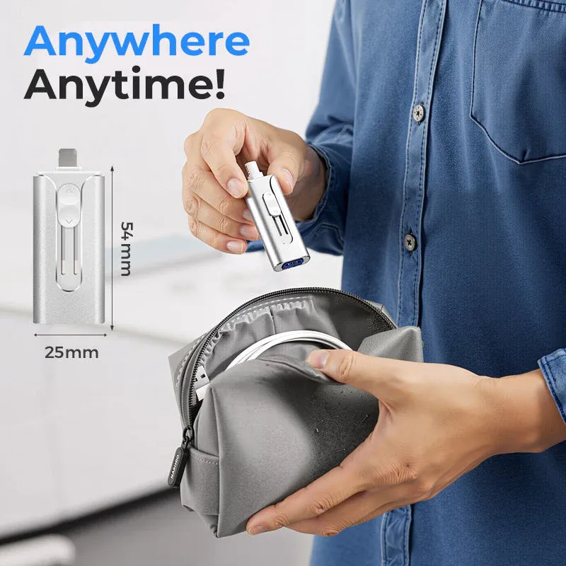 64GB+Micro USB + MFi Certified Lightning + 8 Pin + USB 3.0  4 in1 Flash Drive for iPhone iPad Android PC