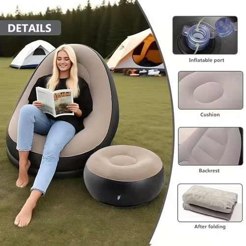 Comfortable sofa with footstool