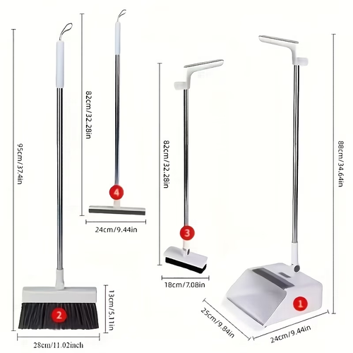 3-In-1 Broom with Dustpan Combo Set