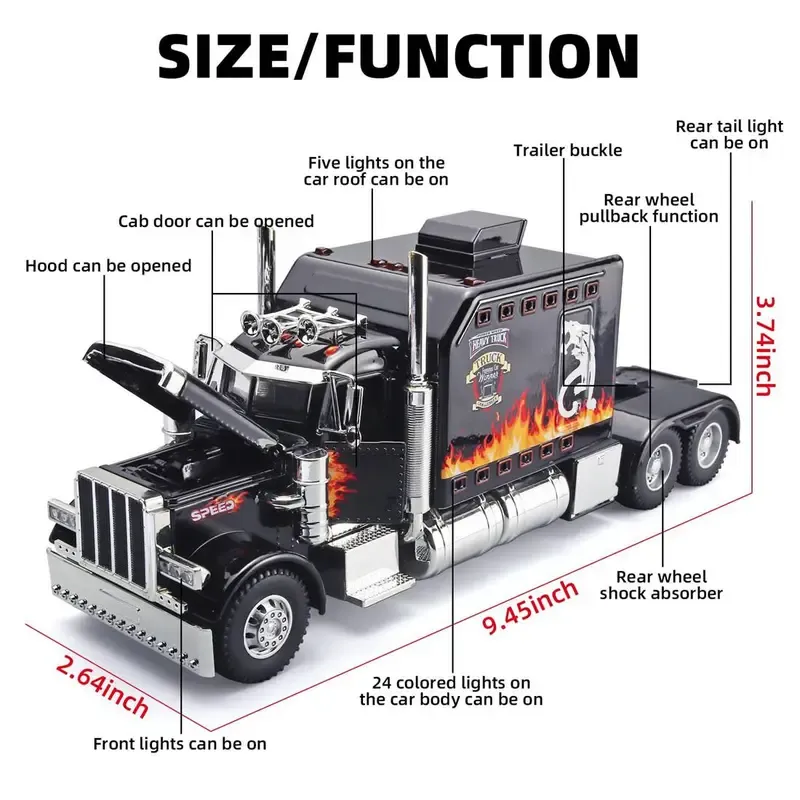 Interactive Realistic Heavy-Duty Semi-Truck Toy