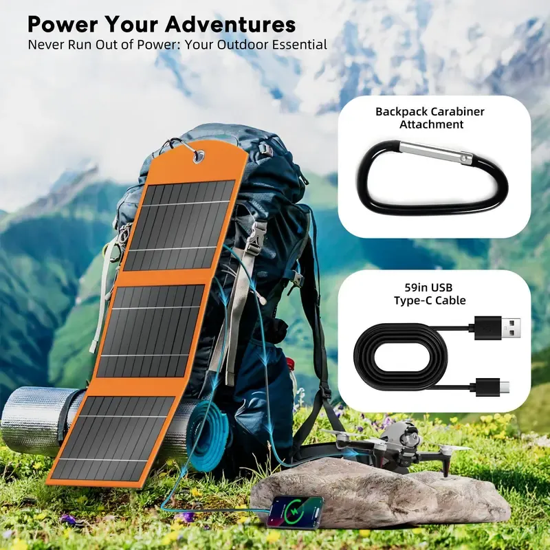 Portable Solar Panel with USB Charging（Without power bank）