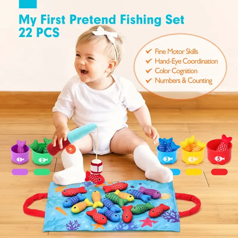 A fishing set for toddlers, that helps with number counting and color sorting