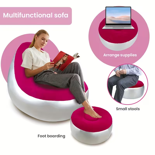 Comfortable sofa with footstool