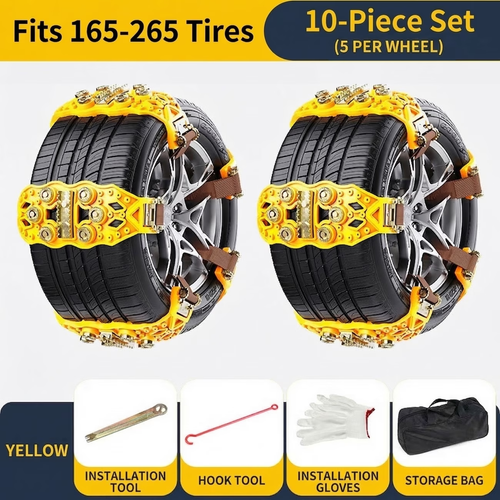 🚗 10PCS Universal Anti-Slip Tire Chains – Easy-Install Traction Chains for Mud, Sand & Off-Road Driving
